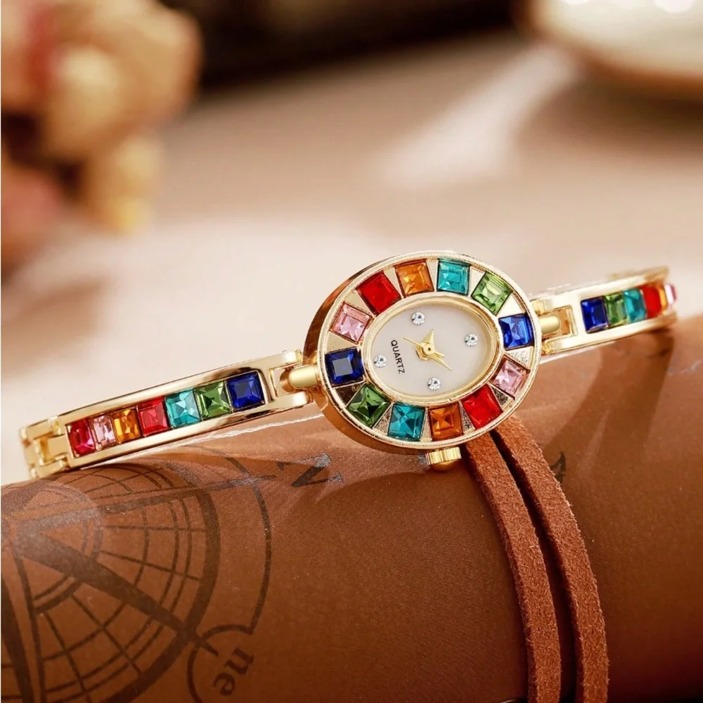 🆕 Gemstone Quartz Bracelet Watch